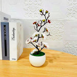 plantes artificielles fleurs vertes pot blanc intérieur décoration moderne anniversaire baby shower