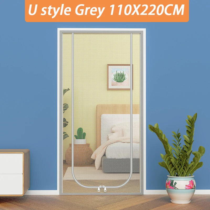 rideaux anti chat filet maille fine gris clair sécuritaire velcro zippé double sens chambre