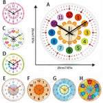 horloge murale silencieuse apprentissage dessin animé colorée enfants sections colorées motifs