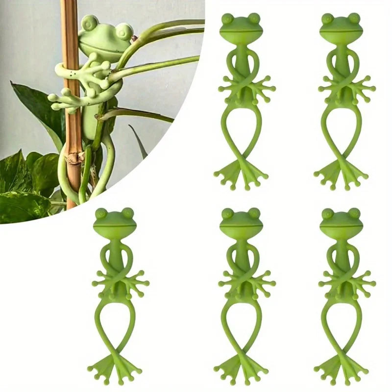 supports plantes forme grenouille vert clair décoration jardin flexible enroulement tige ludiqueextérieurintérieur