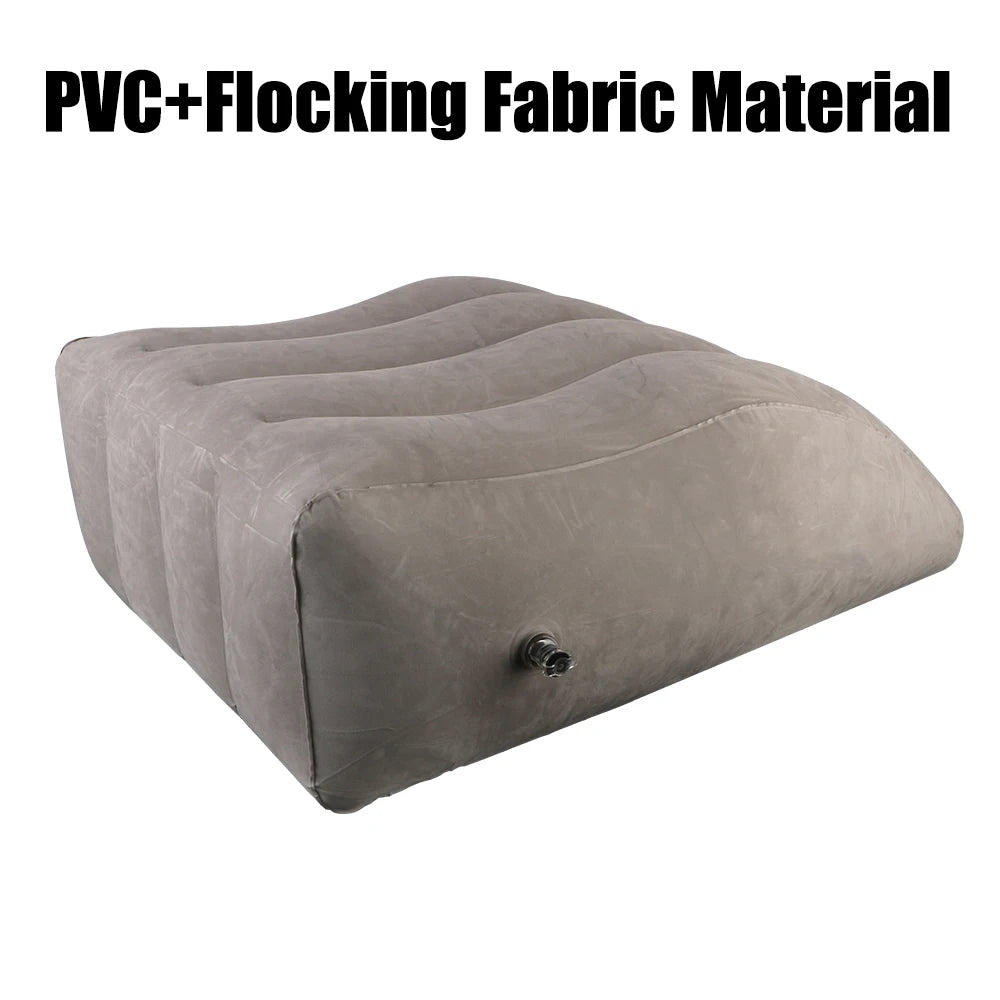 coussin gonflable velours gris confortable valve double literie jambes élévation PVC polyester coton