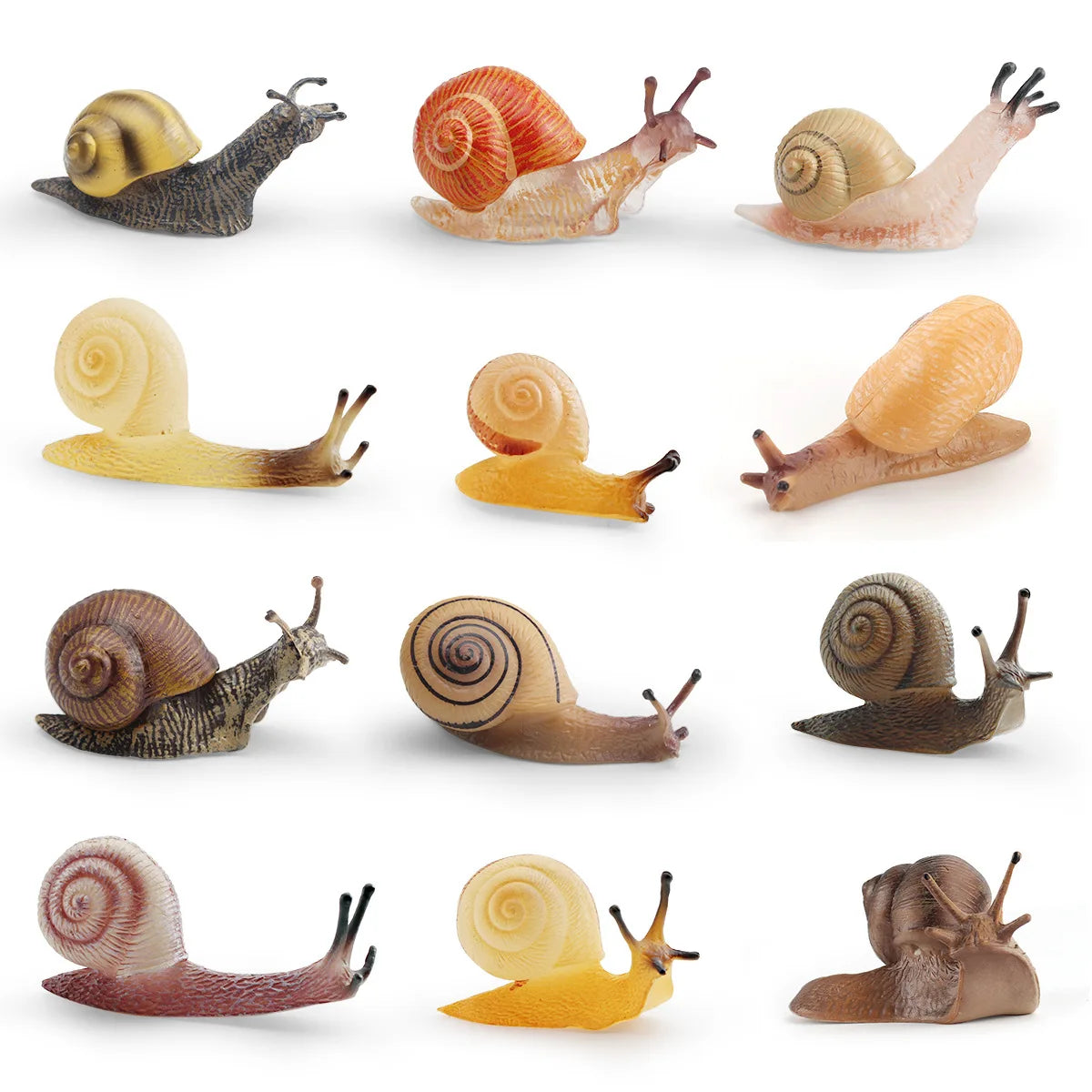 décoration miniature escargot coquille rayées réaliste couleur beige marron orange noir