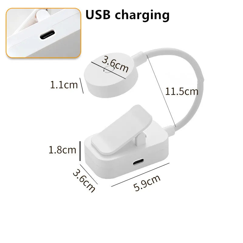 lampe lecture flexible led rechargeable blanc moderne clips usb charge