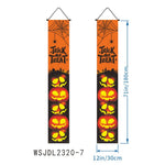 bannière suspendue halloween squelettes personnages costumés colonnes architecturales 180cm 30cm