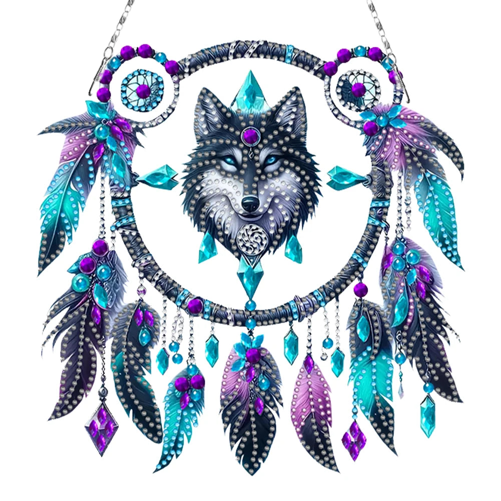 attrape rêves boho plumes fleurs violet bleu rose or pendaison décoration intérieure artisanal