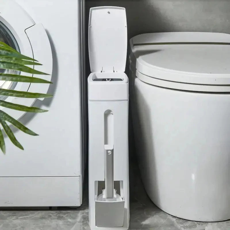 poubelle salle bain brosse wc intégrée blanc moderne sac déchets