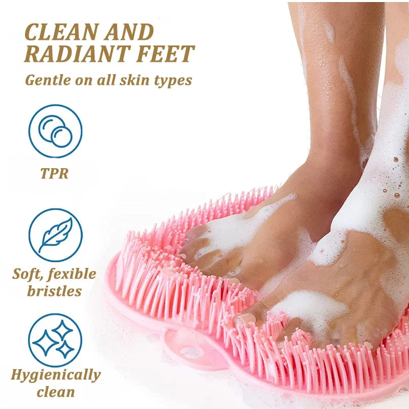 tapis douche massant antidérapant silicone rose points d'acupression non slip moderne