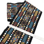 ruban brodé dentelle polyester motifs floraux géométriques élégant noir doré bleu rose vert