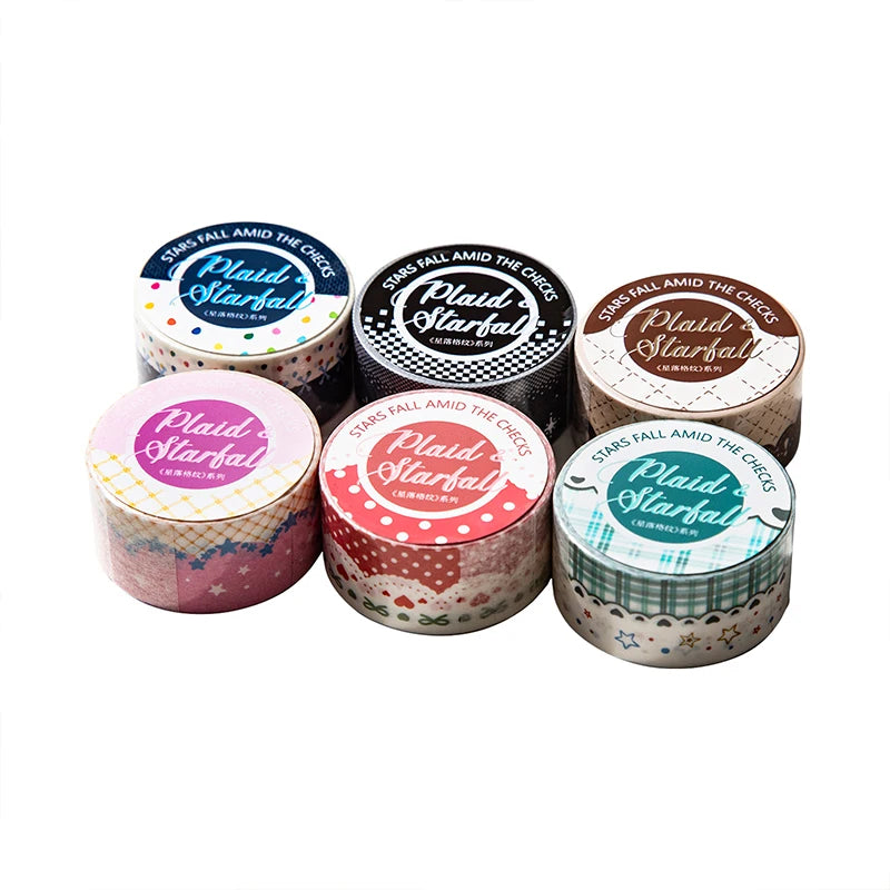 rubans décoratifs vichy pois étoiles orange vert noir beige rose blanc adhésifs mignons scrapbooking