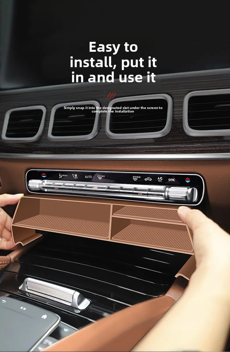 organisateur rangement voiture beige compartiments lumière texture micro perforée contemporain adhésif poignée