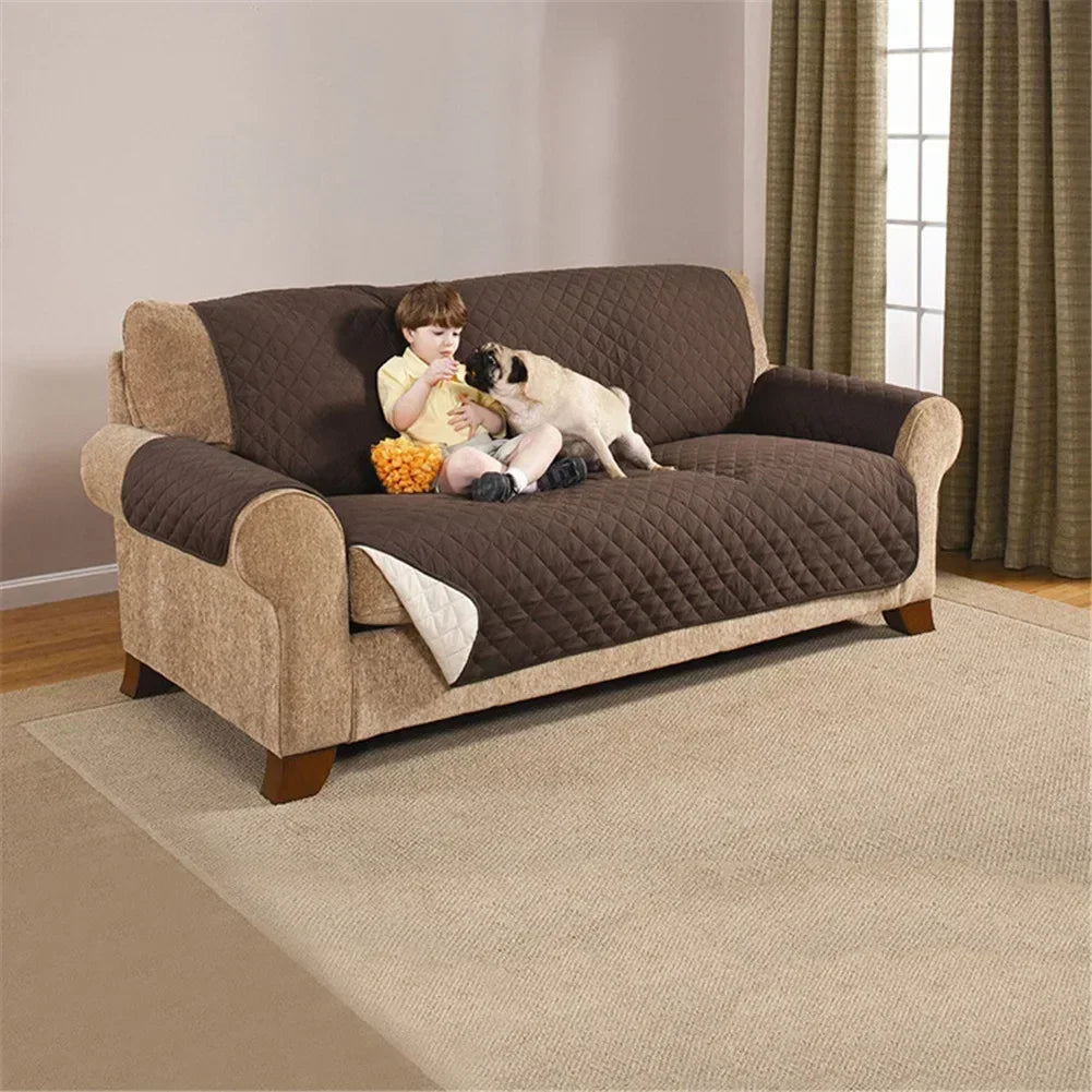 housse canapé marron quiltée réversible anti dérapante 100 polyestère moderne