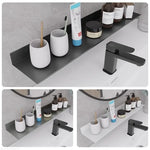 étagère murale adhésive aluminium moderne salle bains accessoires rangement gris lisse sans perçage