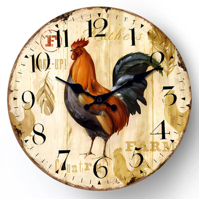 Horloge murale vintage coq pour décoration de cuisine