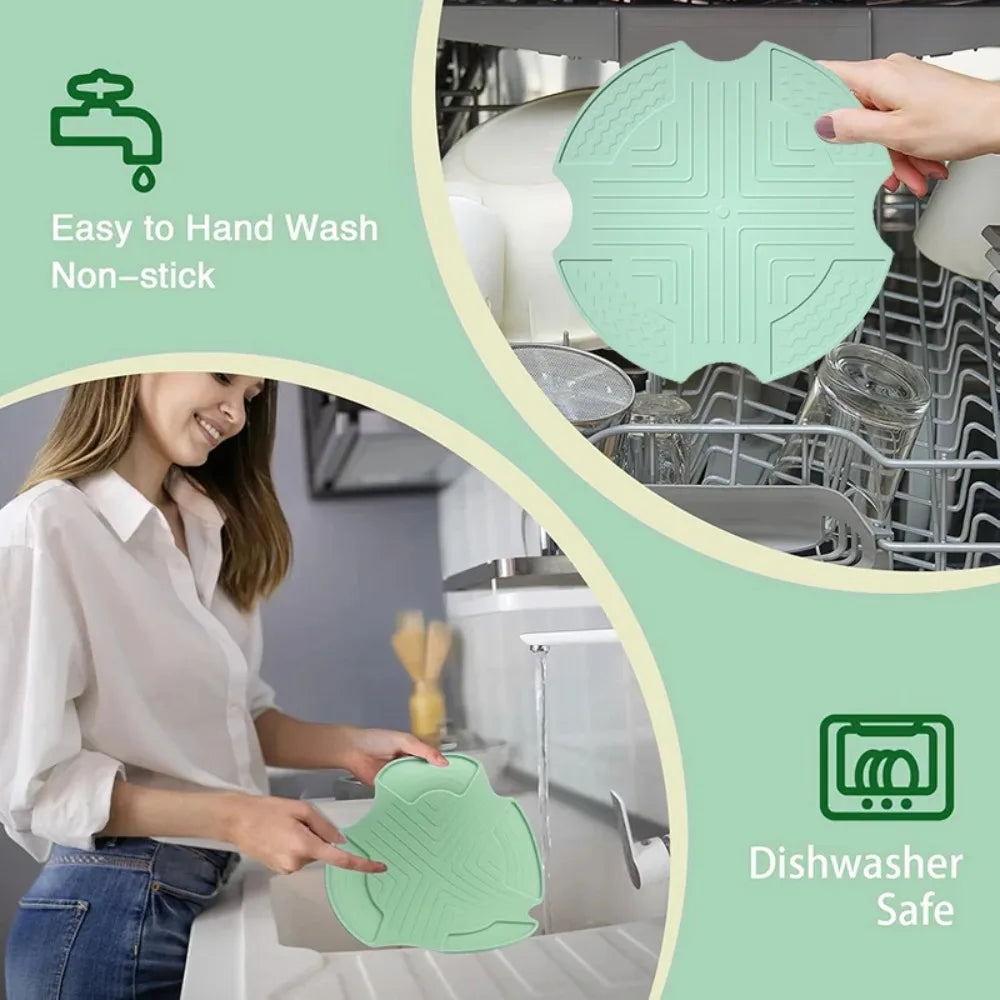 coussin anti dérapant silicone vert clair protection plaque cuisson moderne respectueux environnement repose plat