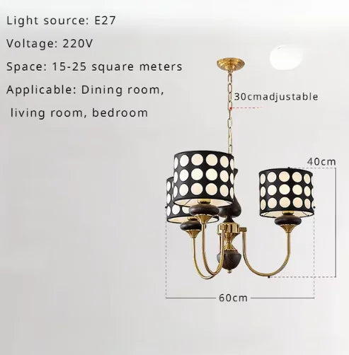 lampe suspendue moderne points blancs fond noir chaîne suspension salon manger led designintérieur