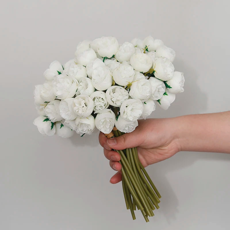 bouquet pivoines artificielles soie rose blanc violet décoration intérieure mariage anniversaire transparent minimaliste