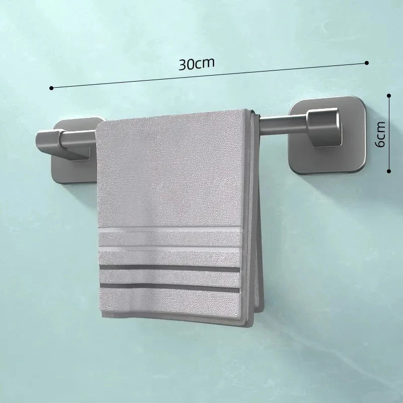 porte serviettes mural adhésif gris moderne salle bain support rangement horizontal serviettes bouteilles d'eau
