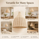 suspension tressée bambou moderne cordon beige clair 3000k 6000k 26cm 35cm 45cm