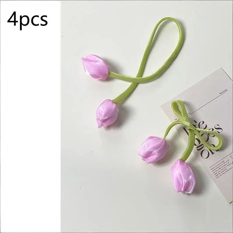 accessoires fenetre tulipes relief rose clair vert clair decoratif floral ruban réglable chambre maison