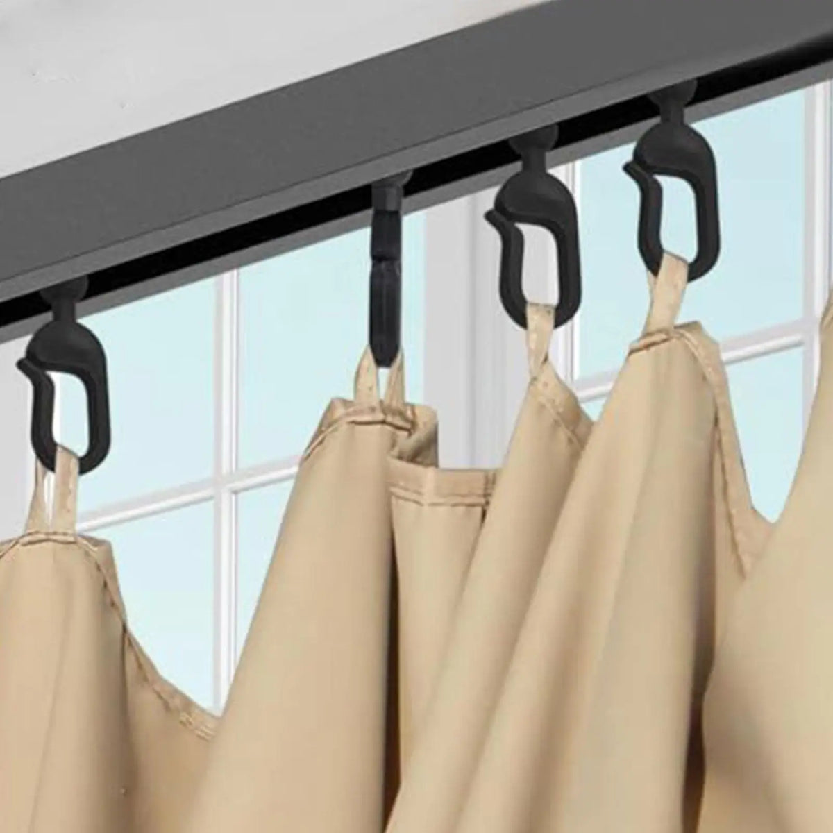 crochets tringle rideau noir minimalistes plastique set 50 pièces accroches rideaux camping gazeboextérieur