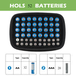 boîtier rangement batteries 32 AA 20 AAA noir texturé mousse utilitaire compact