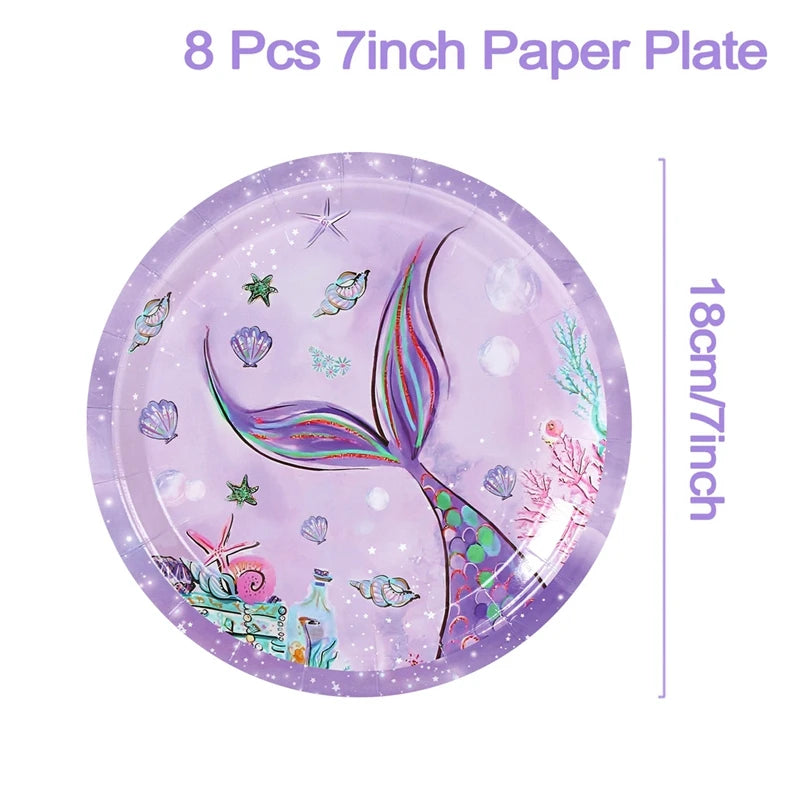 supports gâteaux sirène thème océan couleurs violette bleu verte rose figurines poissons coraux