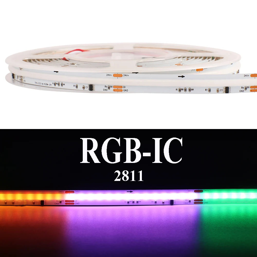 ruban led blanc moderne adhésif 12v 24v spi rgb ic 572leds/m 30000hrs