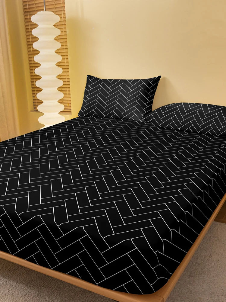 drap plat rayures diagonales noir blanc moderne taille diverses chambre coucher maison