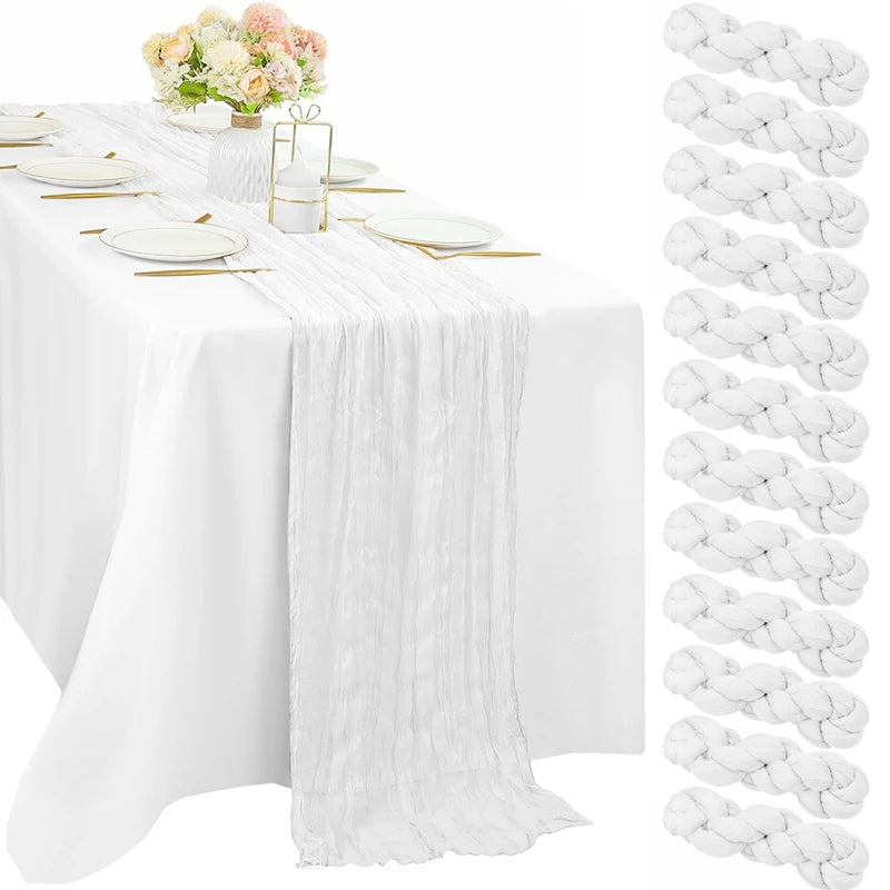 nappes longues décoratives plissées couleurs lilas rose beige semi transparentes romantique table runners
