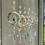 suspension décorative cristal transparent vert violet doré cristaux artisanale élégante jardin intérieur