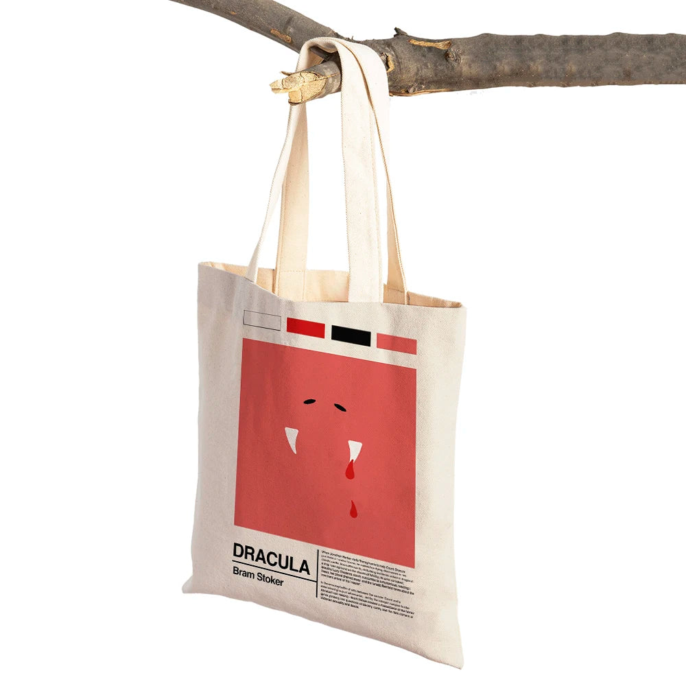 sac main toile blanc motif animal fourre tout portable bandoulière réutilisable grande capacité