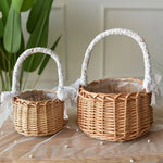 panier osier tressé rustique poignées tissu blanc vintage naturel respectueux environnement
