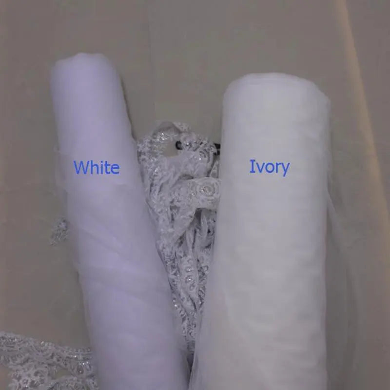 voile mariée classique blanc broderie florale bord dentelle translucide femme adulte