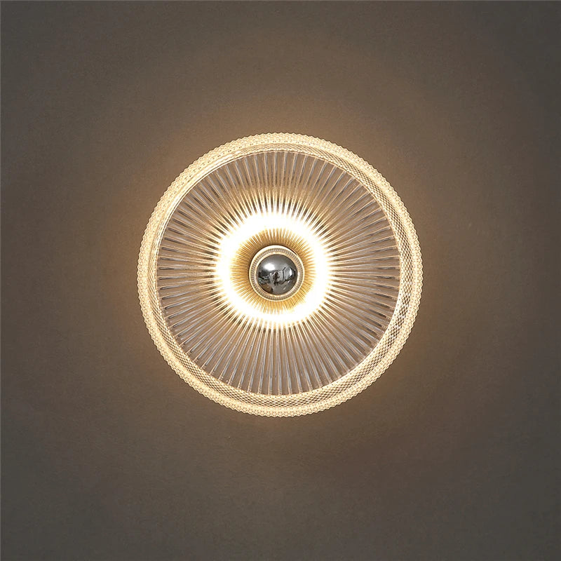 lampe murale moderne transparente dorée rayures fines ampoule led éclairage quotidien fixation élégant flux