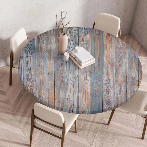 couverture table ronde imprimée bois 100cm 120cm 140cm moderne réutilisable fête maison