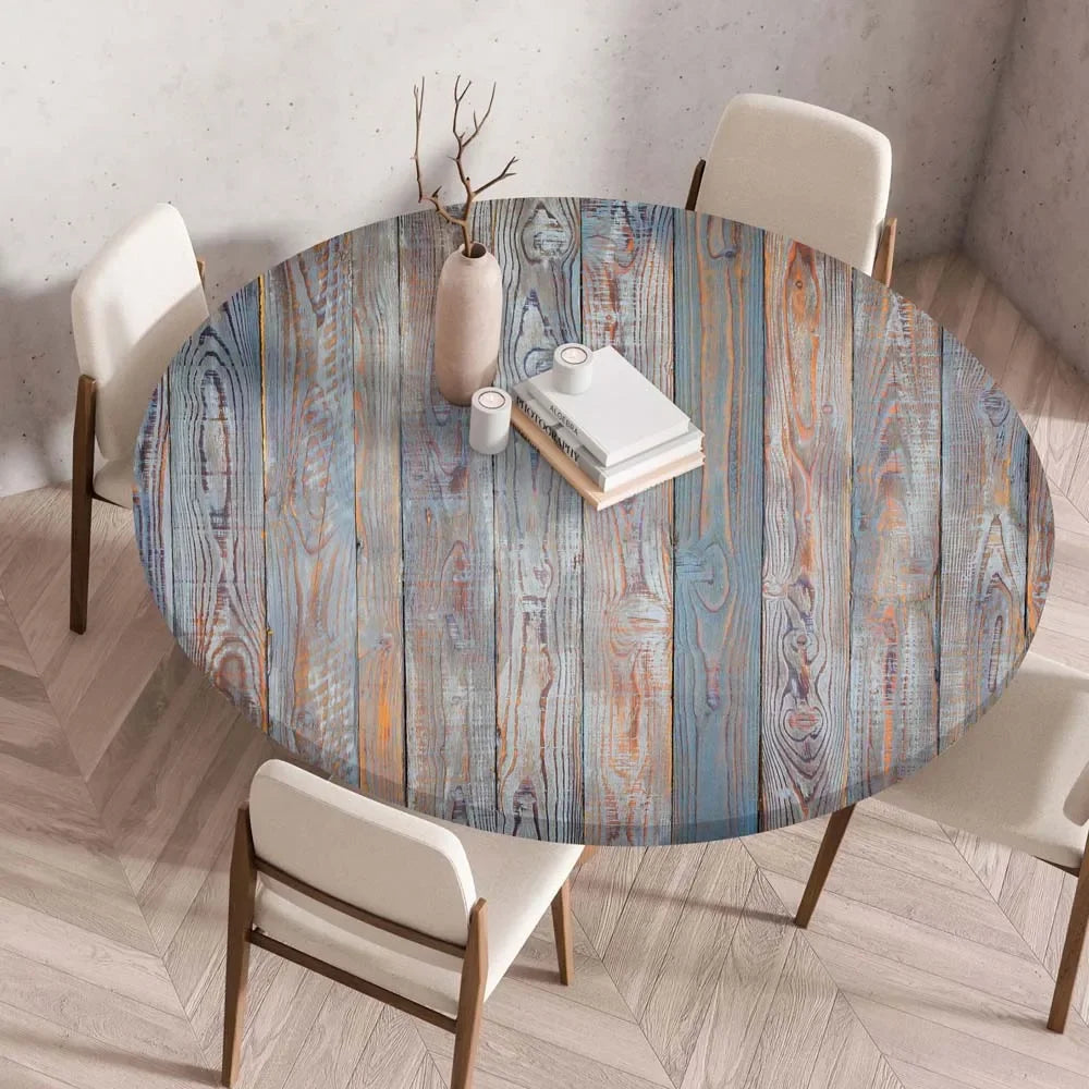 couverture table ronde imprimée bois 100cm 120cm 140cm moderne réutilisable fête maison