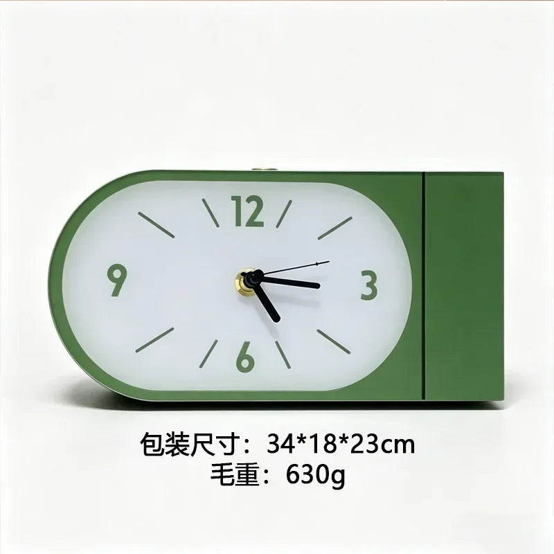 horloge murale moderne minimaliste vert orange noir cadran aiguilles simple salon decoration