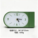 horloge murale moderne minimaliste vert orange noir cadran aiguilles simple salon decoration