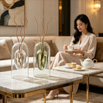 vase verre transparent moderne bouteille diffuseur parfum aromathérapie décoration salon minimaliste