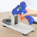 support pistolet colle chaude réutilisable gris bleu orange texturé industriel pieds stabilisation cordon électrique
