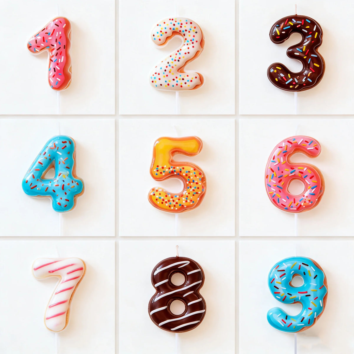 bougies numériques anniversaire formes chiffres couleurs glacées décoratives thème fêtes opaques