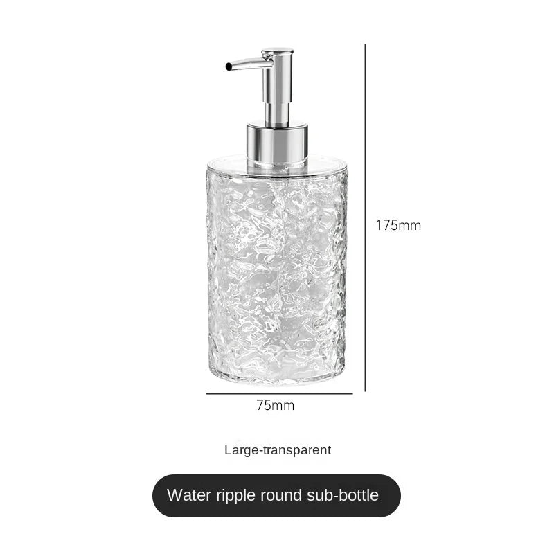 distributeur savon liquide transparent texture ondulée moderne salle bain cuisine rechargeable pump bouchon