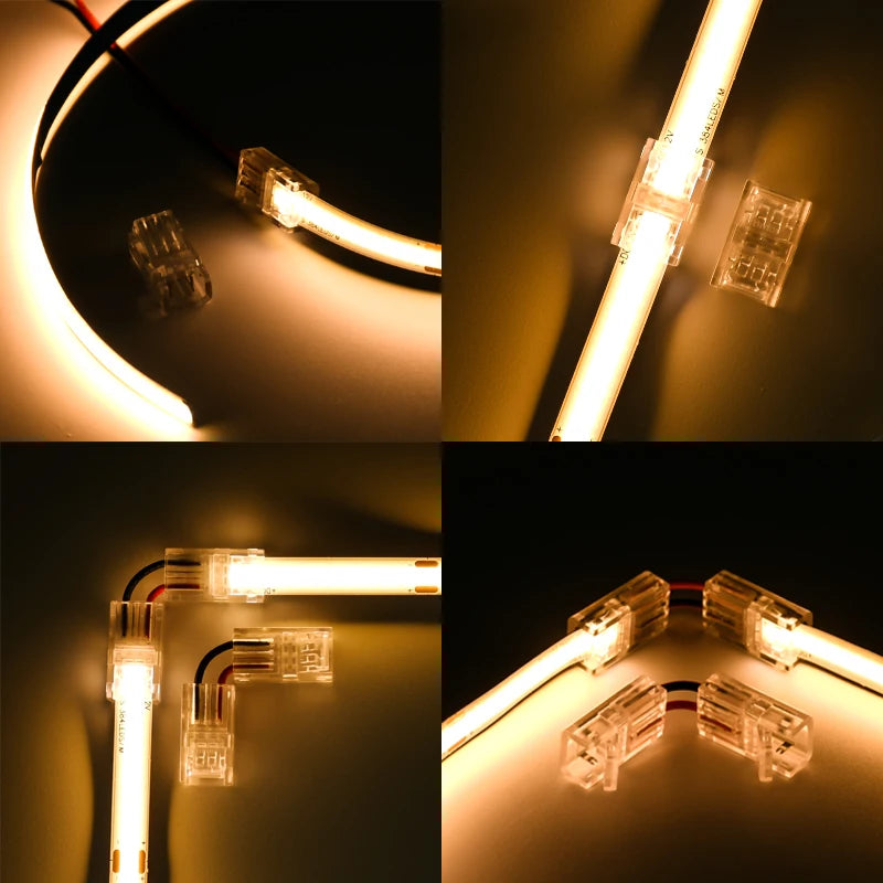 ruban led jaune clips câbles moderne transparent 8mm ip20 ip65 led cob 2835 smd
