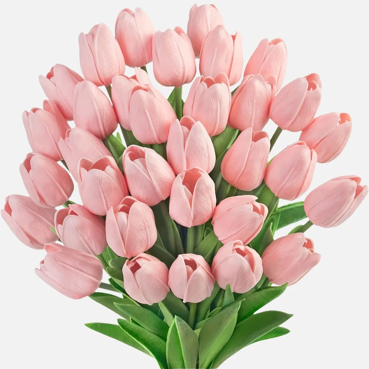 bouquet fleurs artificielles tulipes roses clair feuilles vertes décoration mariage maison fête anniversaire cadeau