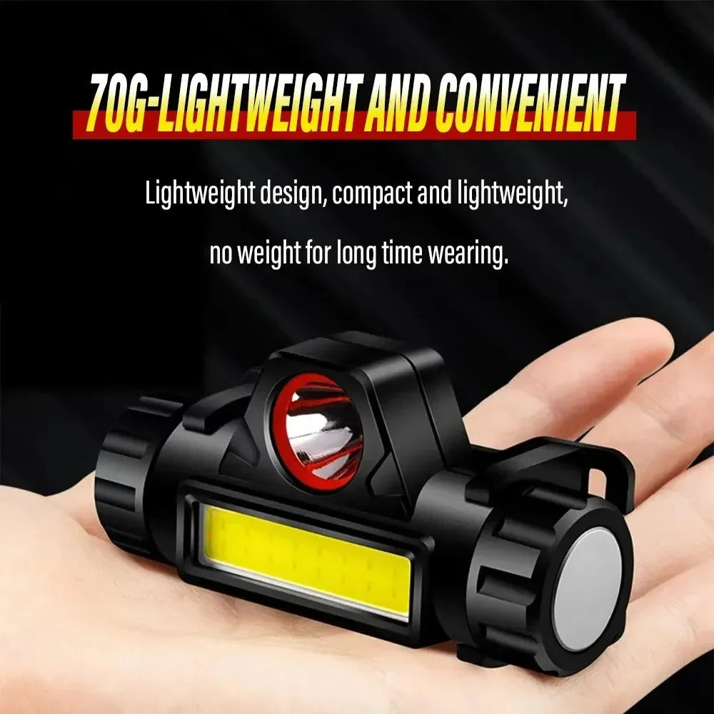 lampe frontale led pêche camping rechargeable aimant détachable modes éclairage bandana réglable