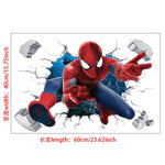 sticker mural 3d super héros hulk iron man captain america thor rouge bleu vert