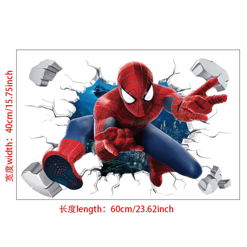 sticker mural 3d super héros hulk iron man captain america thor rouge bleu vert