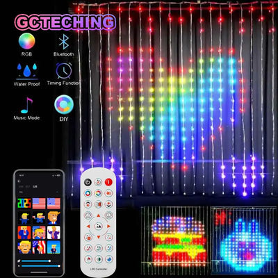 Rideau lumineux LED RGB intelligent pour fenêtre