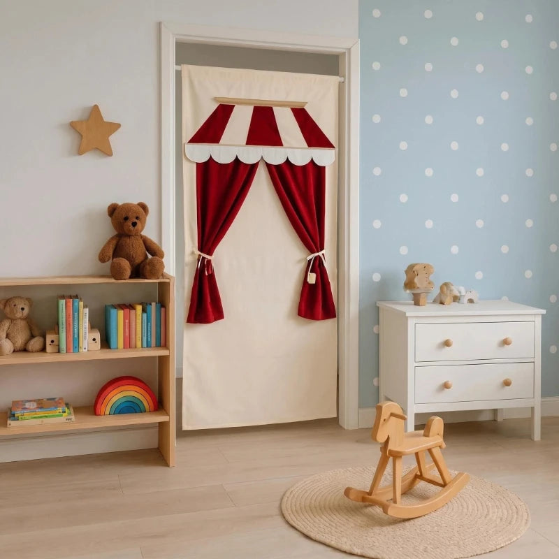 rideau théâtre marionnettes enfant cirque château arbres frozen étoiles velours décoratif diy