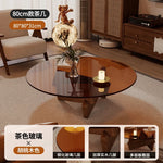 table basse moderne transparente bois marron clair plateau 70cm hauteur 31cm minimalistes